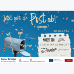 Ankündigungsgrafik für den Charity-Abend Paper Bridges in der Postgarage Graz am 30. Oktober 2026