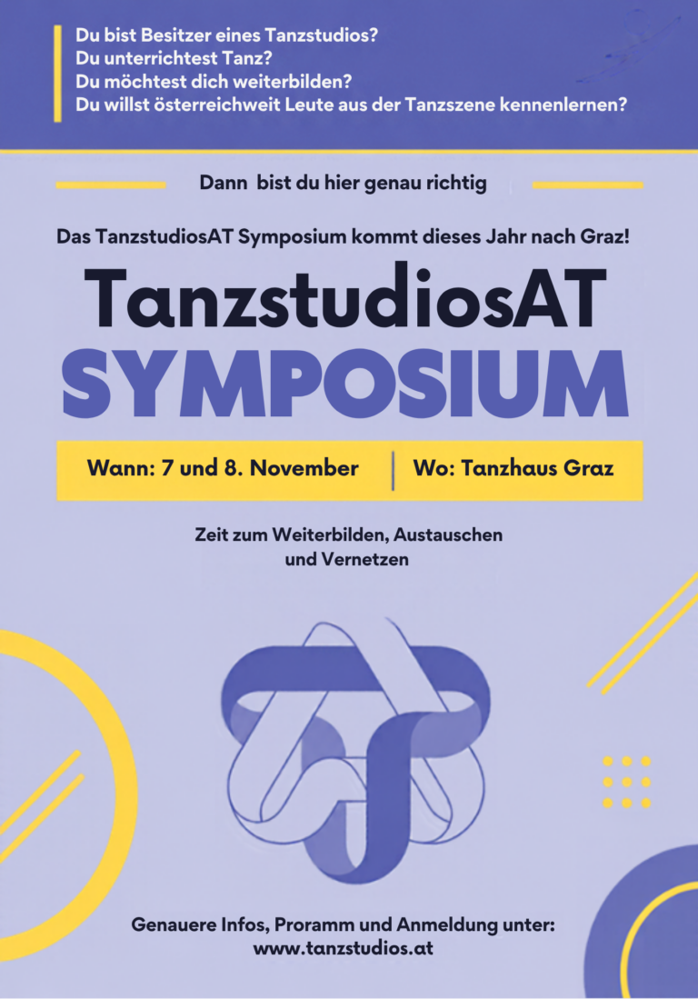 Ankündigung des Symposiums des Verbands der Tanzstudios Österreich im Tanzhaus Graz im November 2026